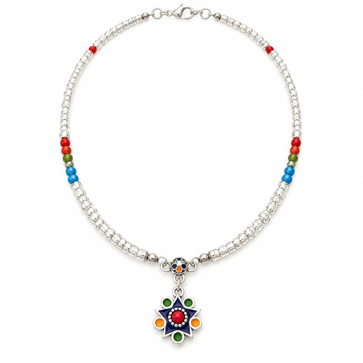 Amazigh Kabyle Berber Beaded Necklace with Colorful Pendant