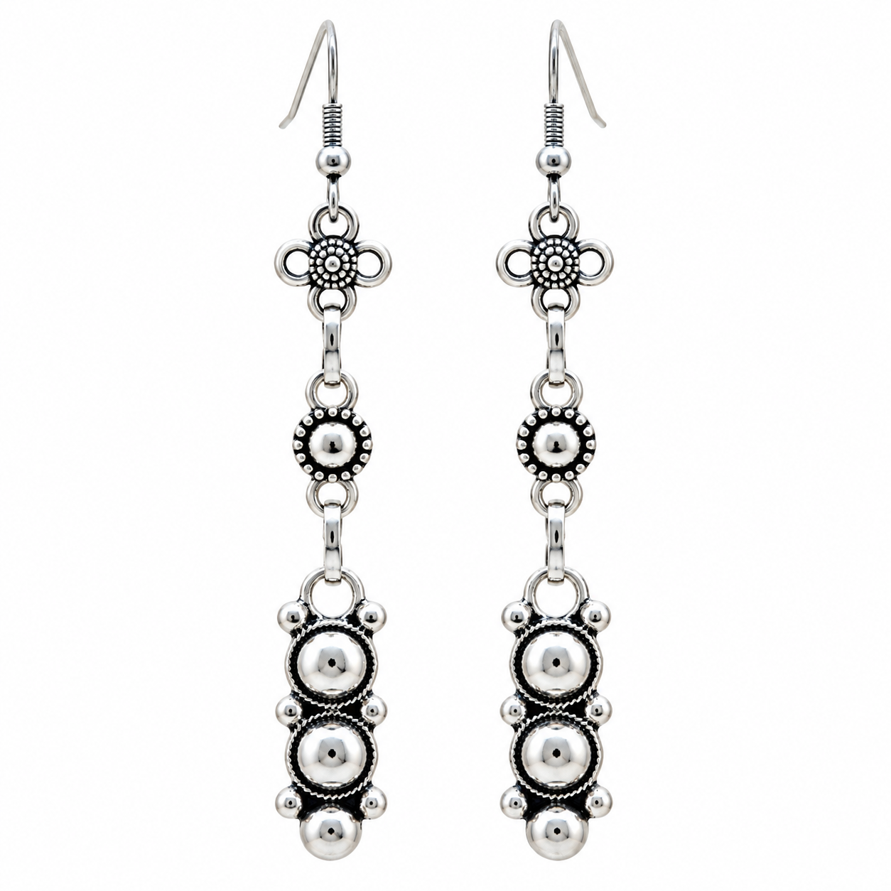 Amazigh Kabyle Berber Earrings with Silver Tone Cultural Design