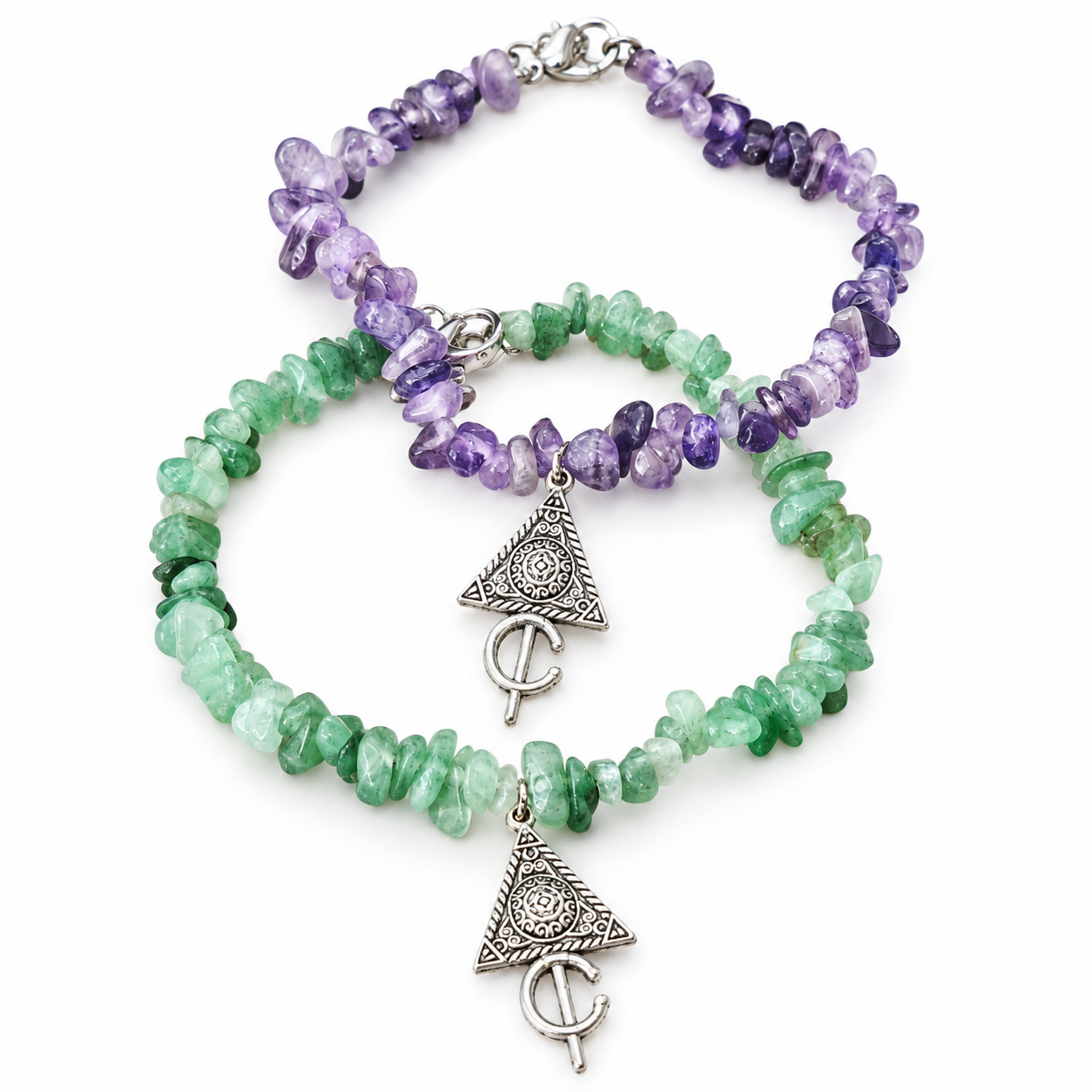 Amazigh Kabyle Berber Fibule Bracelet with Natural Stone Charms