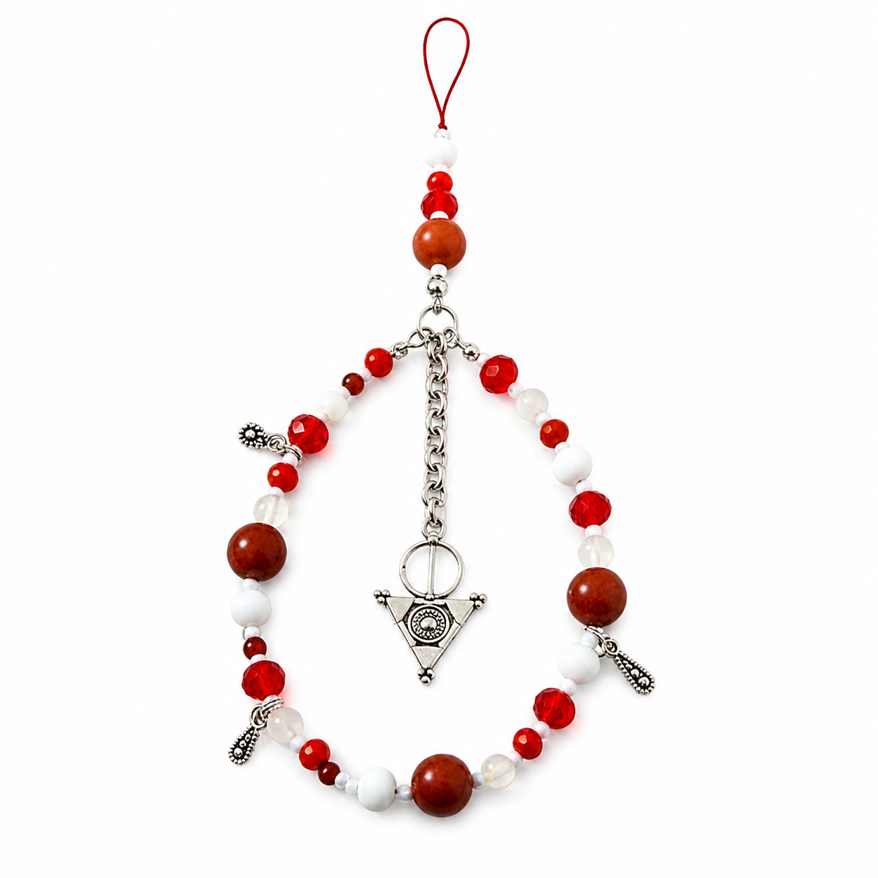 Amazigh Kabyle Berber Phone Bracelet Red White Fibula Charm