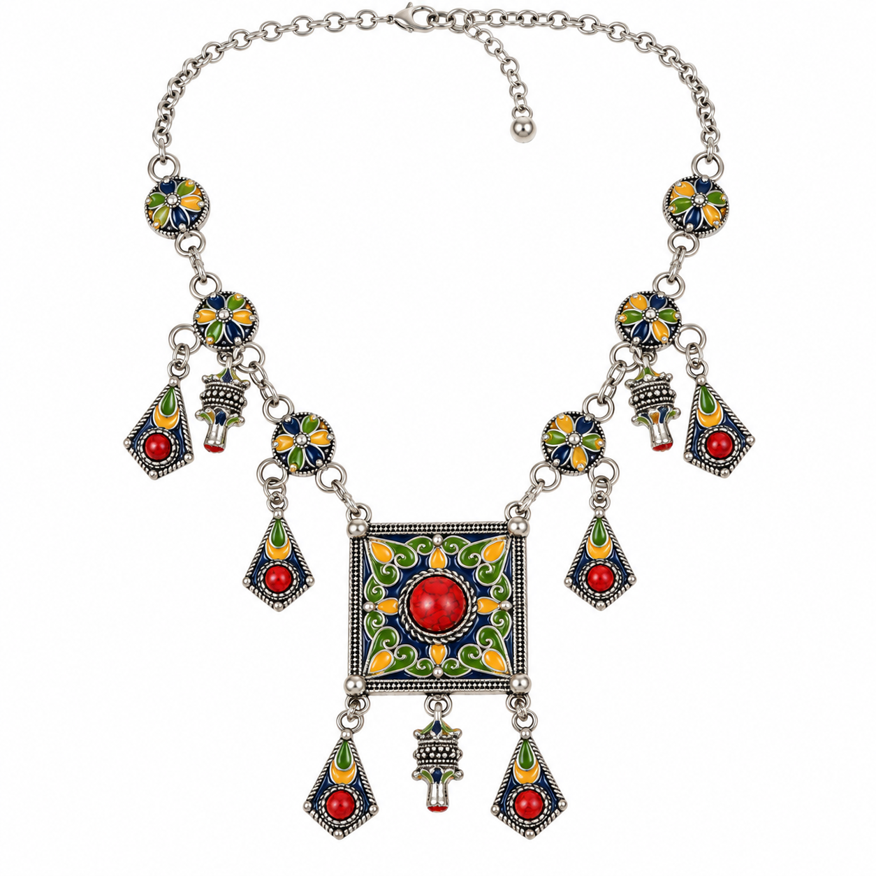 Amazigh Kabyle Berber Traditional Handmade Adjustable Necklace with Colorful Details