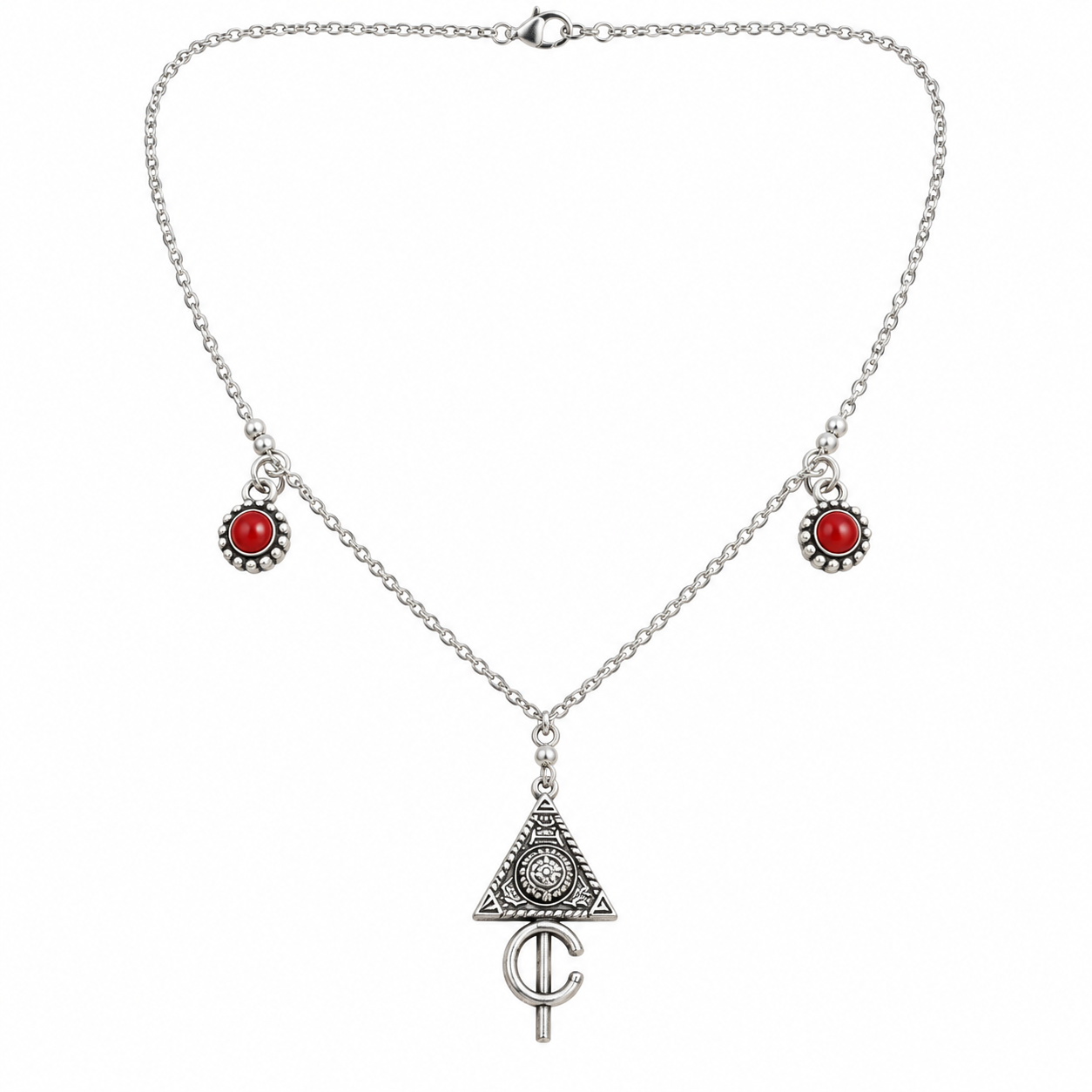 Amazigh Kabyle Fibule Berber Necklace with Corail Charms