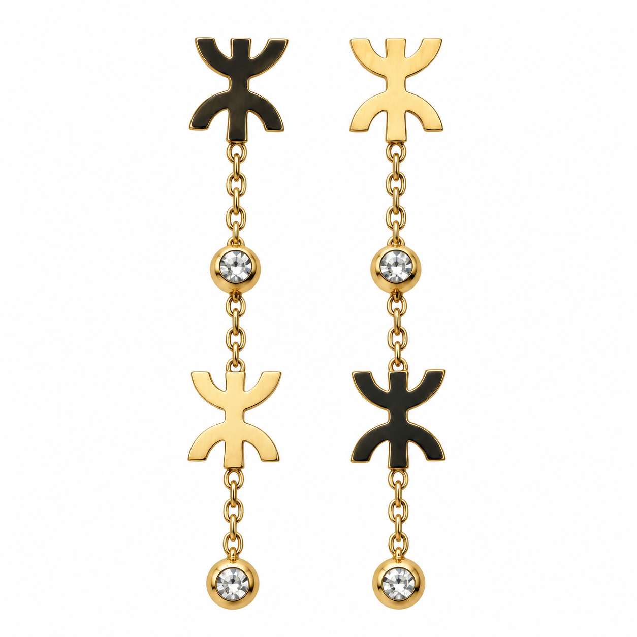 Amazigh Kabyle Yaz Tifinagh Berber Earrings with Crystal Details
