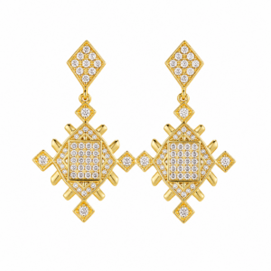 Amazigh Lion’s Paw Geometric Drop Earrings with Gold Vermeil Finish