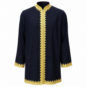 Amazigh Men’s Cotton Tunic with Handmade Ethnic Trim