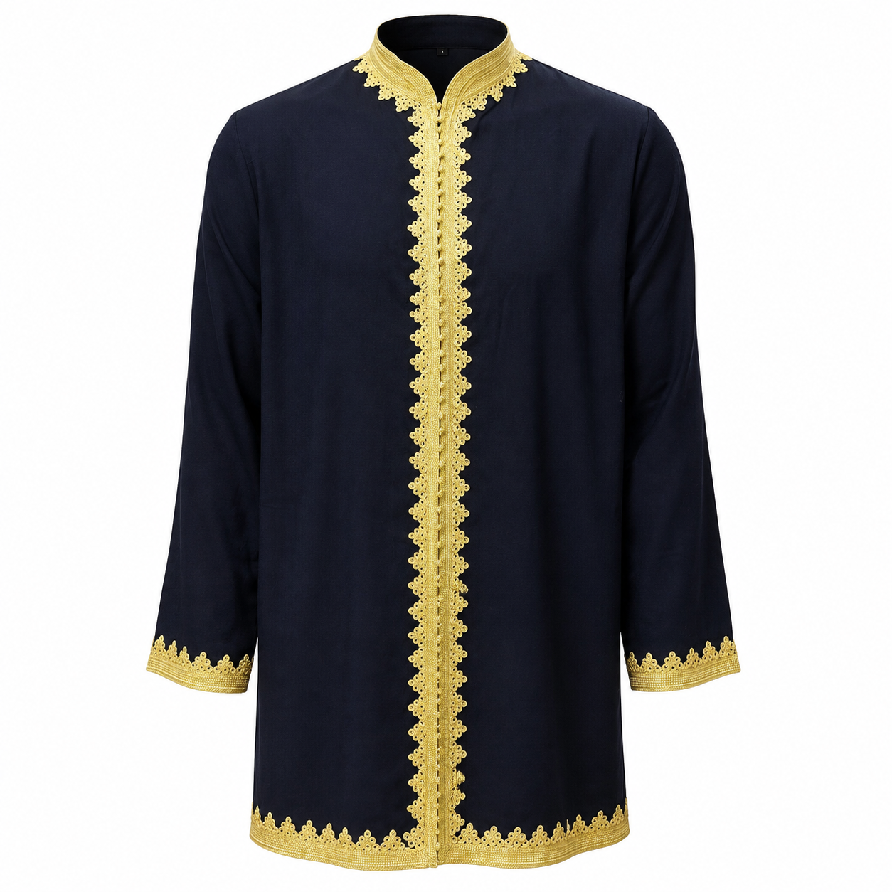 Amazigh Men's Cotton Tunic with Handmade Ethnic Trim