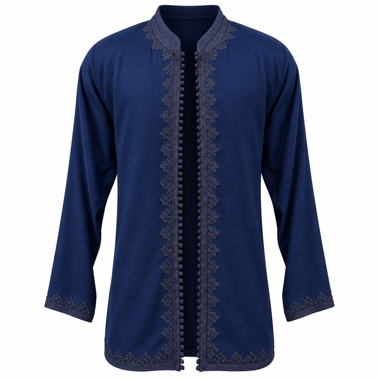 Amazigh Men's Cotton Tunic with Handmade Trim Chain Closure