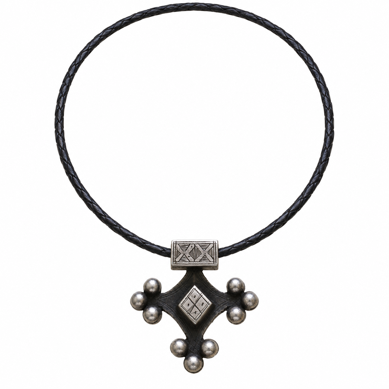 Amazigh SAHARIAN Ebony Cross Necklace with Berber Tuareg Design