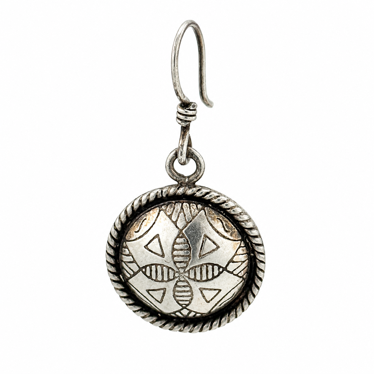 Amazigh Silver Earrings with Hand Etched Traditional Berber Design