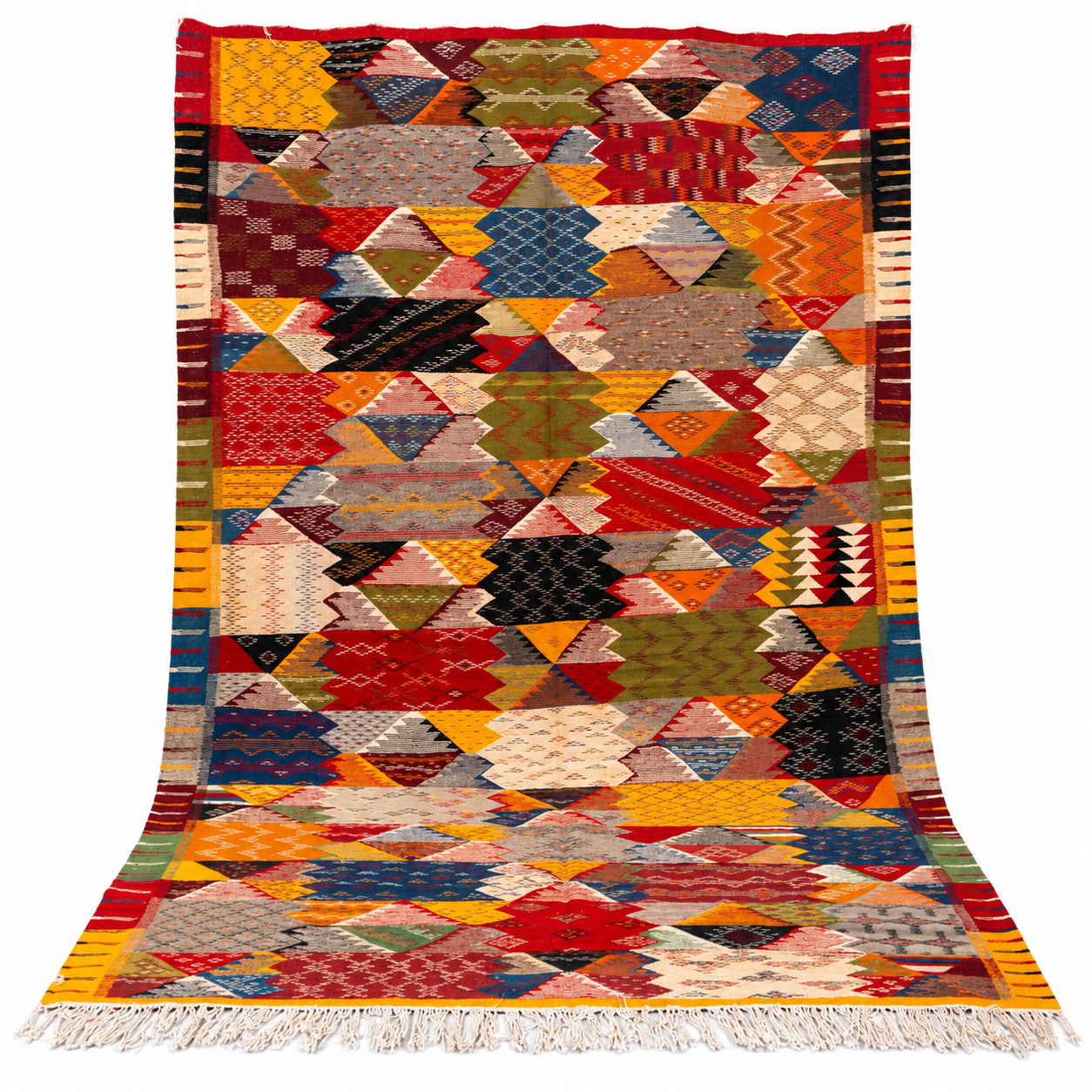 Amazigh Taznakht Handwoven Patchwork Artistic Berber Wool Rug