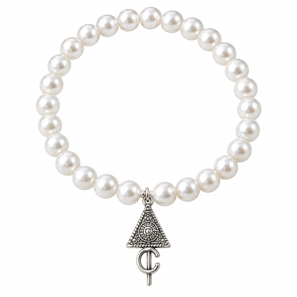 Amazigh Tifinagh Fibule Bracelet with Argenté Silver Tone Beads