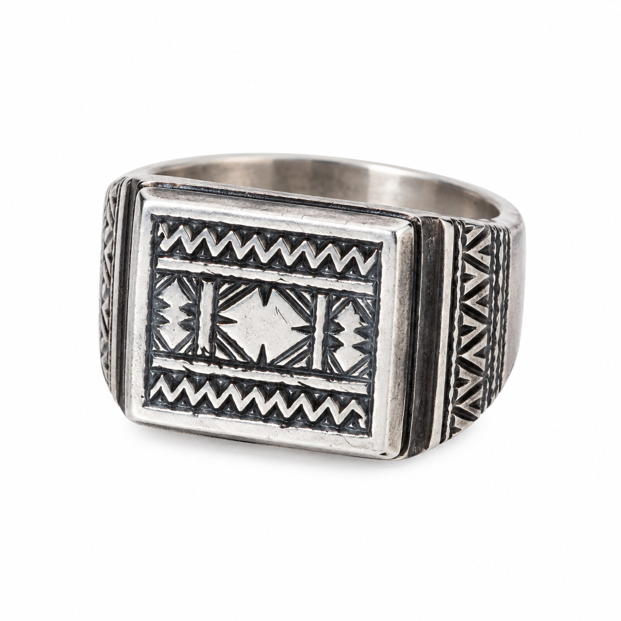 Amazigh Tuareg Berber Silver Engraved Ring with Adjustable Size Design