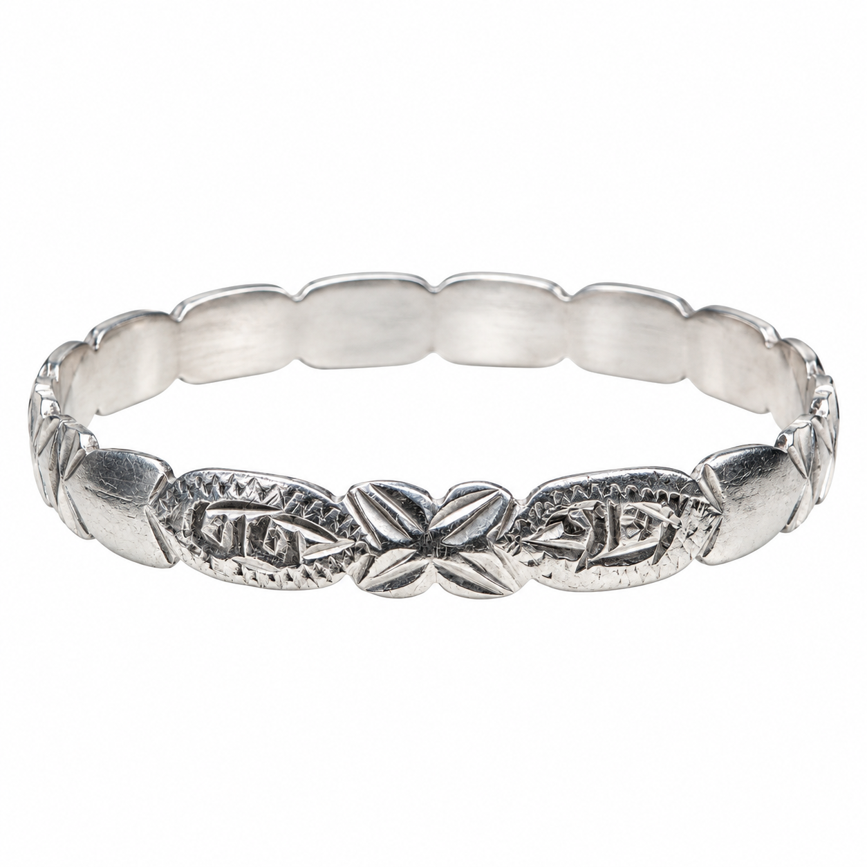 Amazigh Tuareg Sahara Silver Tribal Engraved Heritage Bracelet