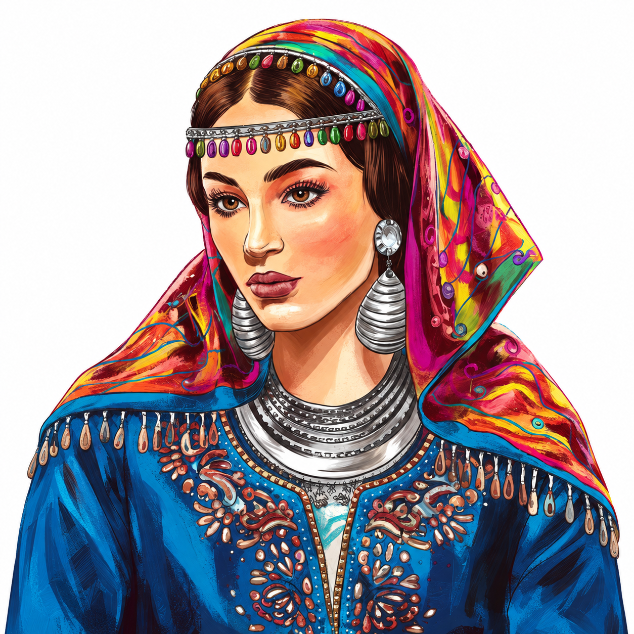 Amazigh Woman Portrait Berber Kabyle Tattoo Art Digital Download