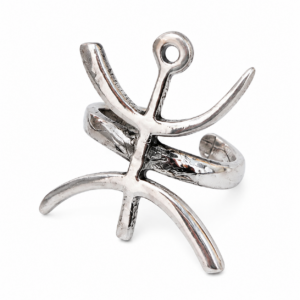 Amazigh Yaz Symbol Ring in Silver Plated Brass Tribal Design
