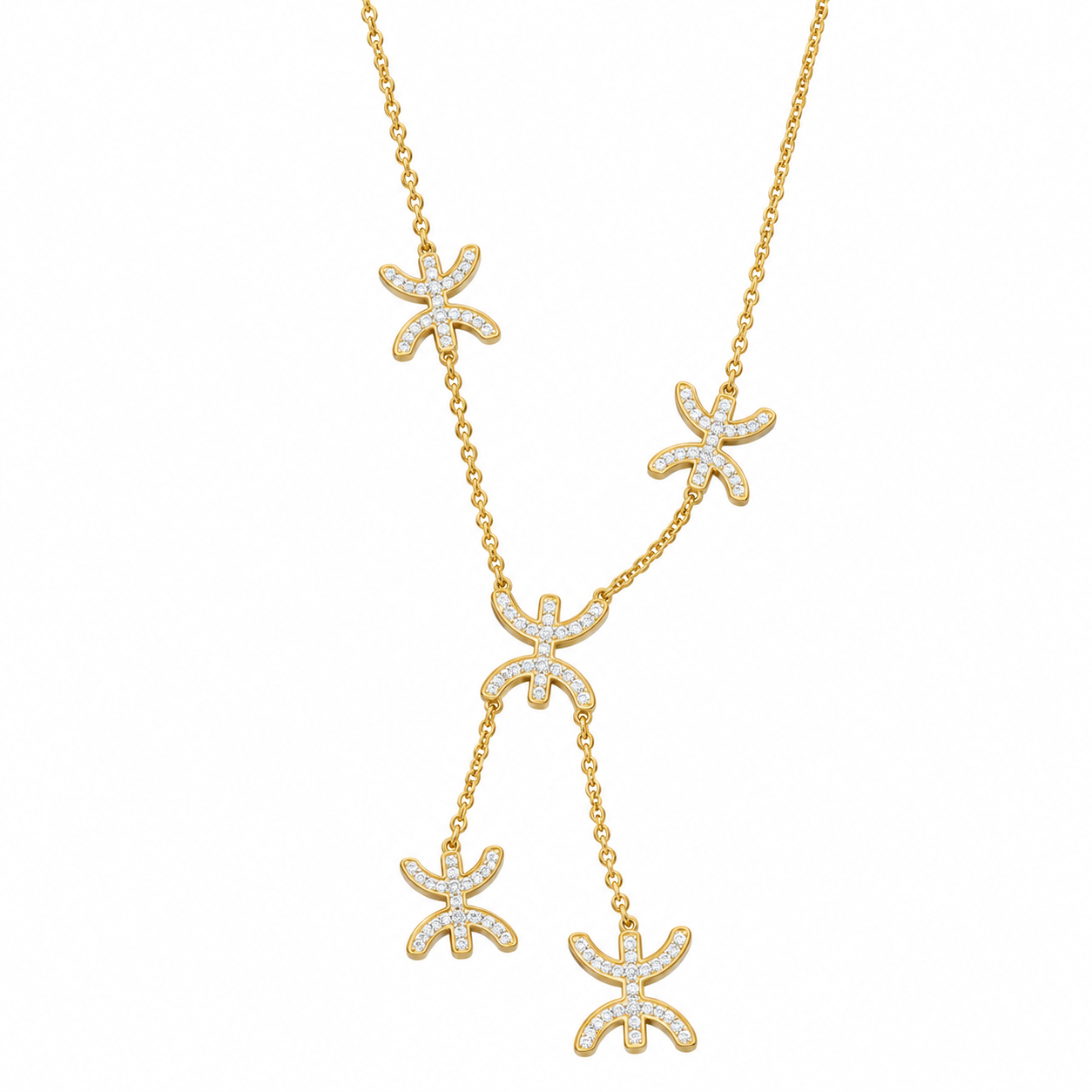 Amazigh Yaz Tifinagh Symbol Necklace with Five Crystal Charms