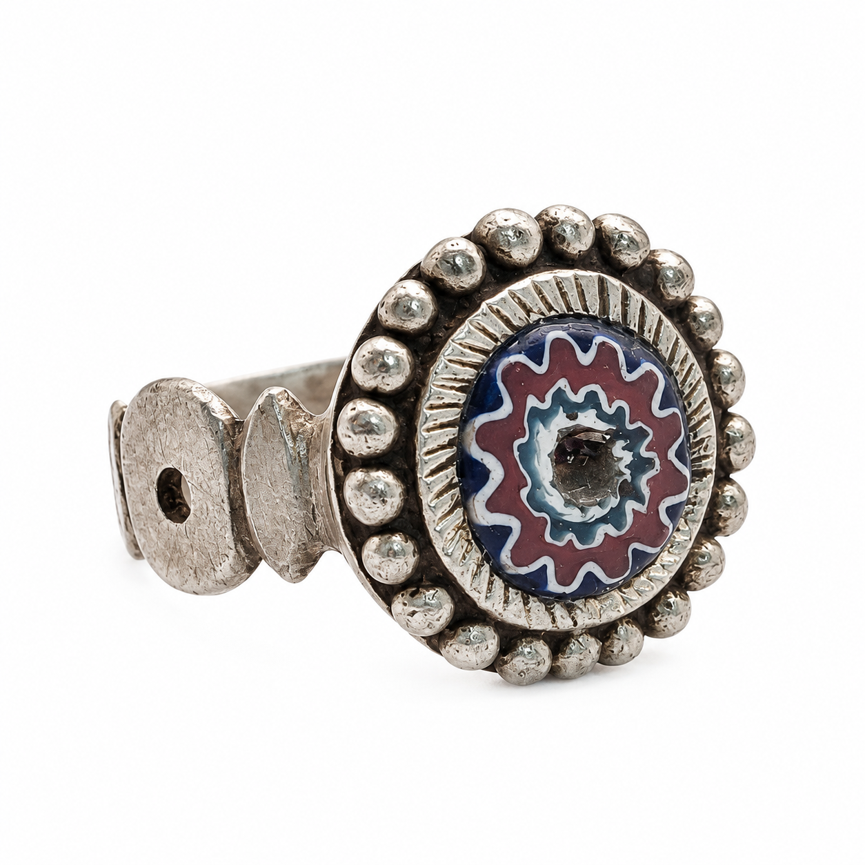 Antique Amazigh Berber Chevron Bead Silver Ring Size 7