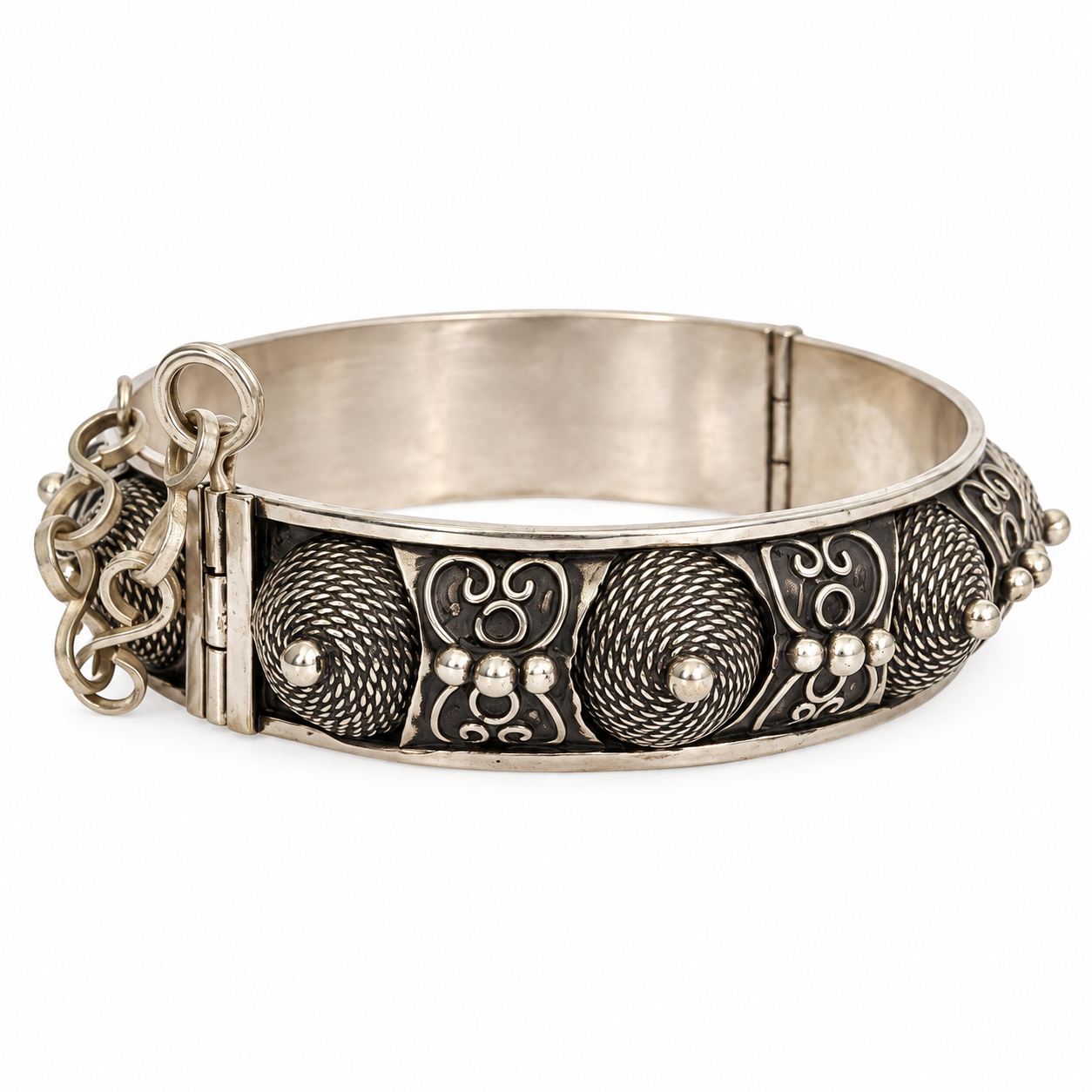 Antique Amazigh Berber Tafraoute Cuff Bracelet Silver Tribal Jewelry