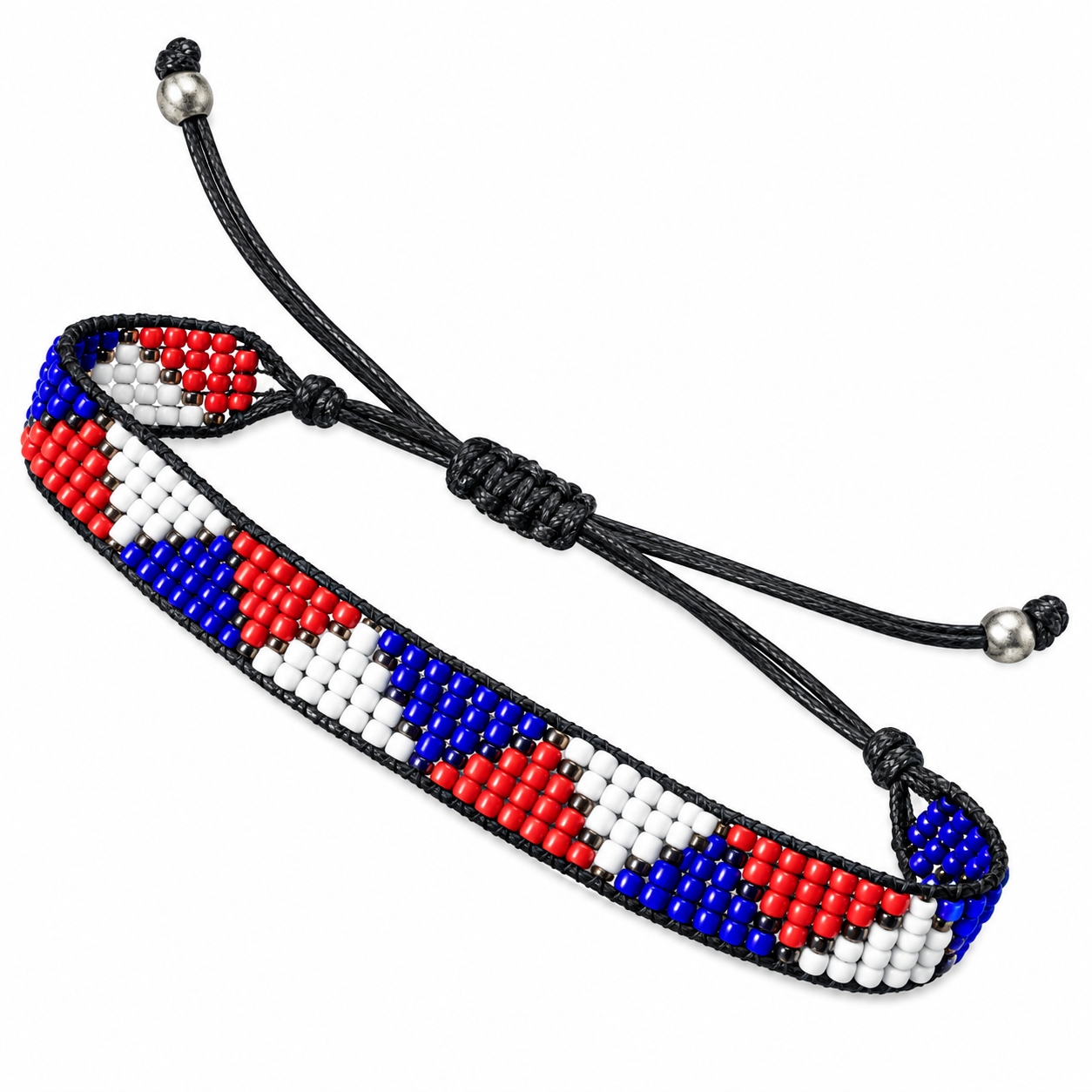 Berber Amazigh Handmade Glass Beaded Bracelet With Geometric Design