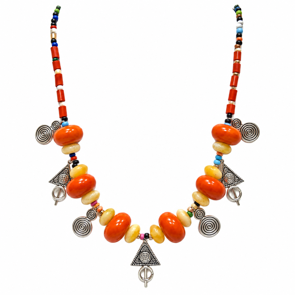 Berber Amazigh Tazarzit Necklace with Mini High Quality Faux Amber Silver Plated
