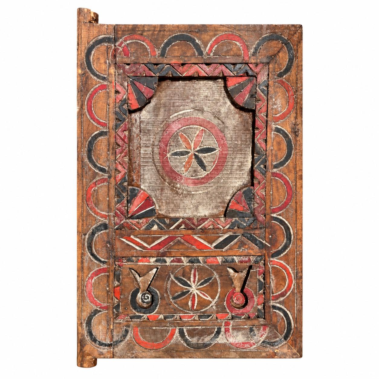 Berber Amazigh Vintage Door Wall Art Hand Carved Wooden Panel