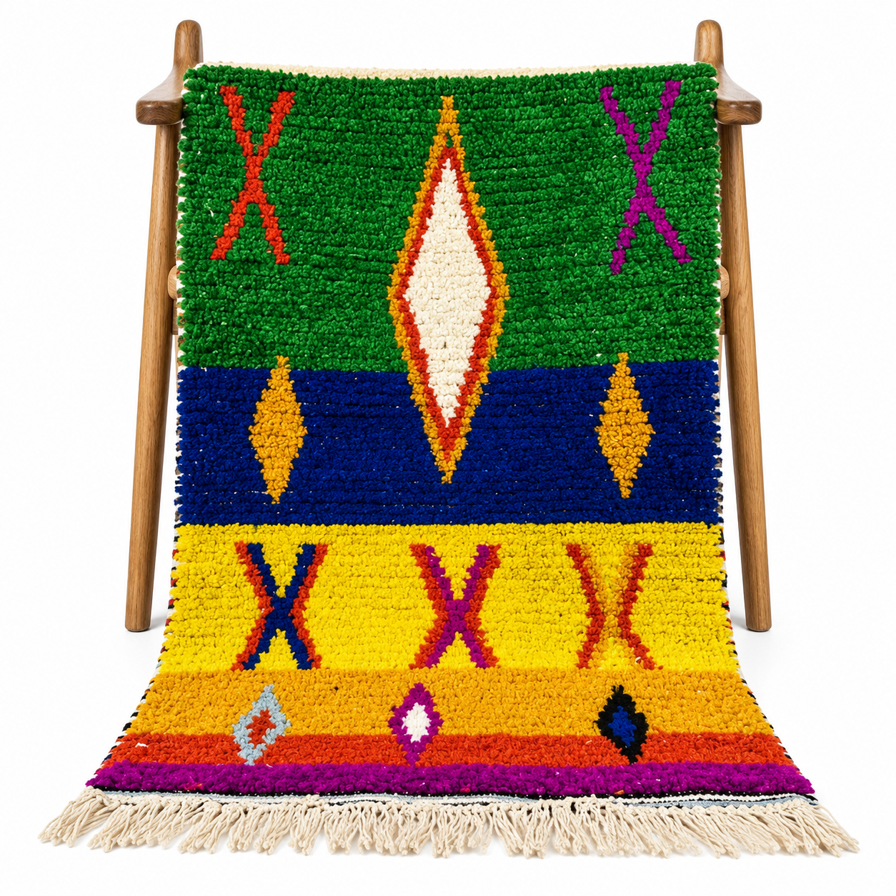Berber Amazigh Wool Rug with Tribal Geometric Handwoven Carpet Art