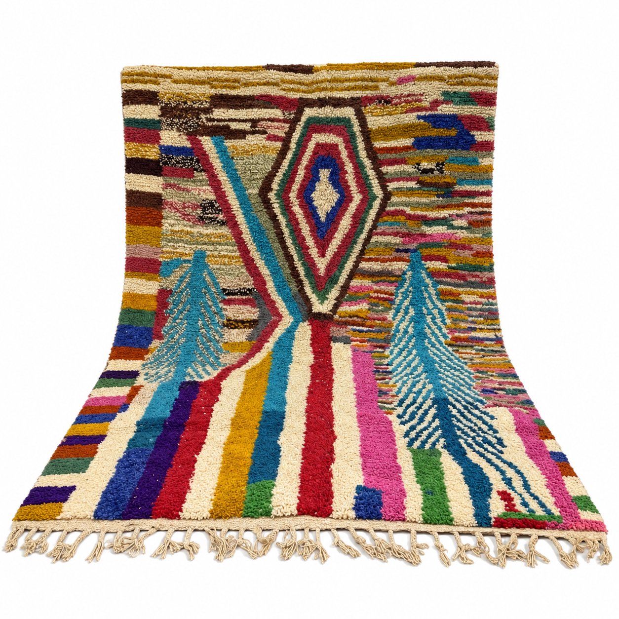 Colorful Custom Handwoven Amazigh Berber Boujaad Wool Area Rug