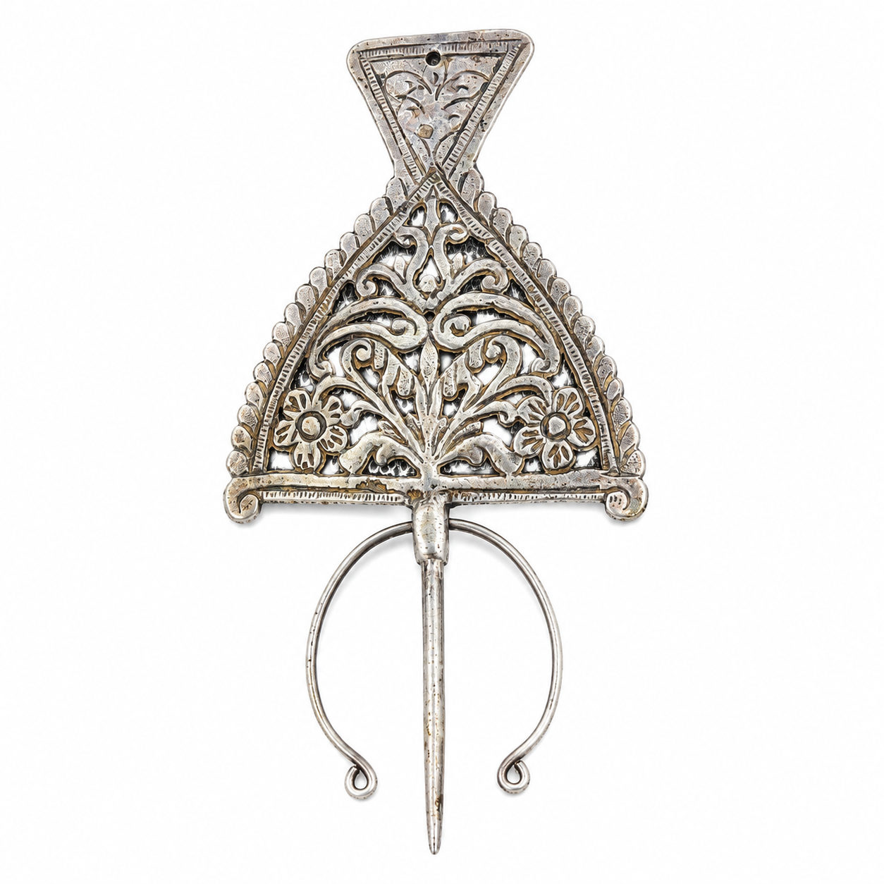 Floral Amazigh Silver Fibula Antique Brooch Constantine Style