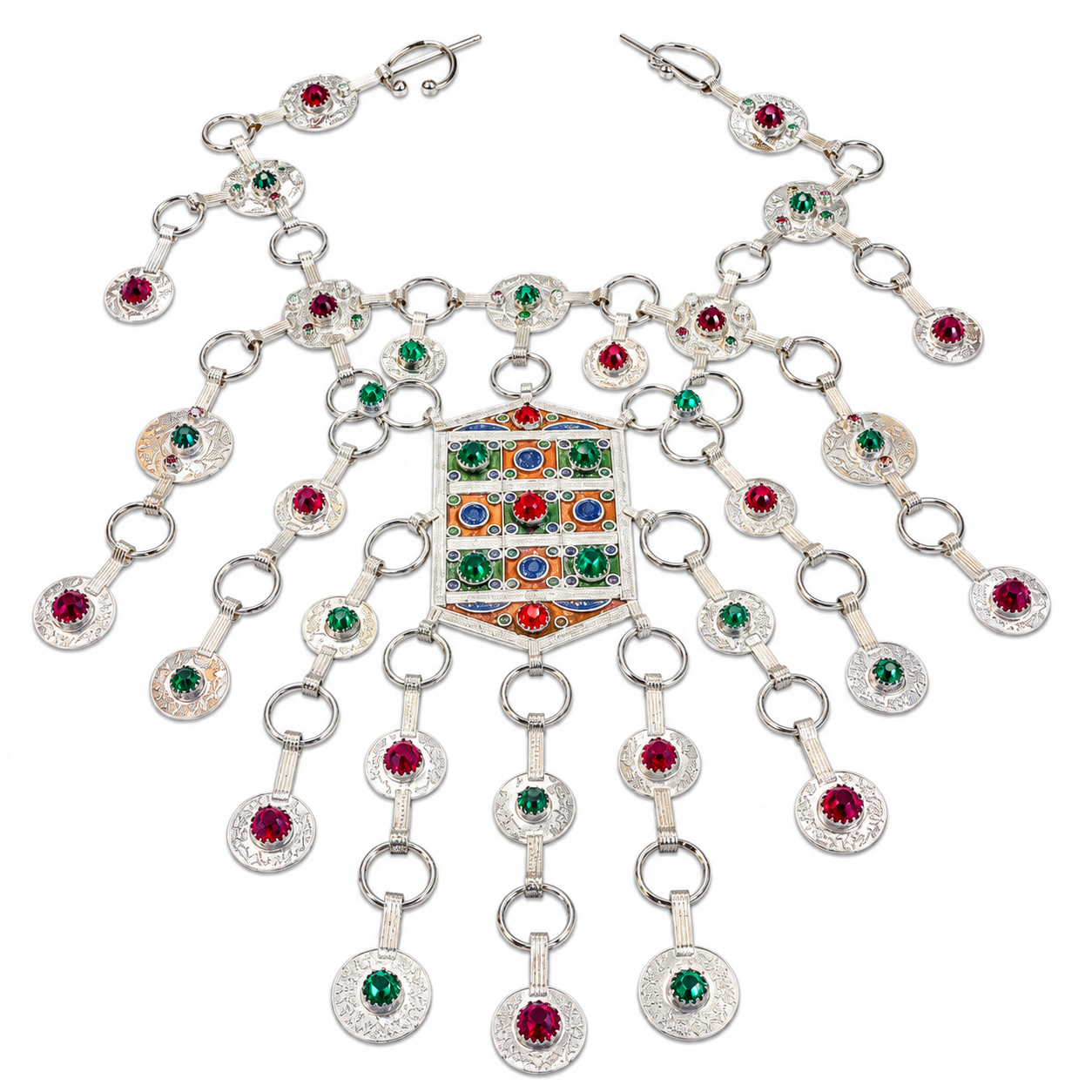 Handmade Amazigh Berber Traditional Neck Adornment Necklace with Silver-Plated Copper