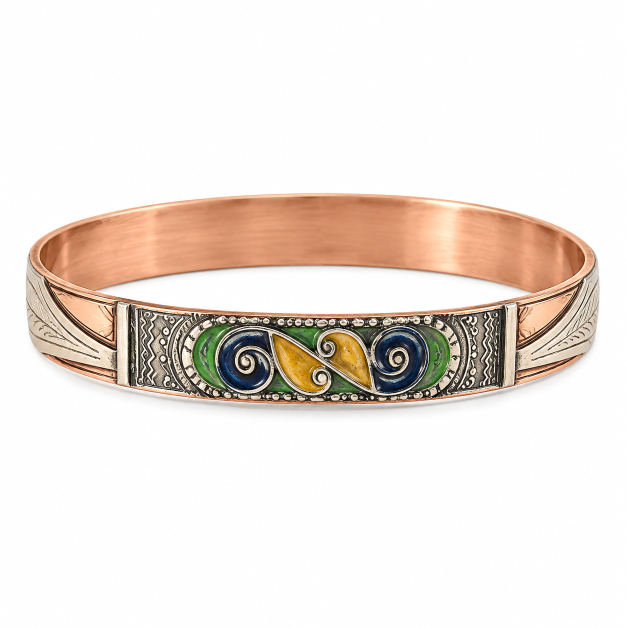 Kabyle Berber Tifinagh Enamel Amazigh Yaz Copper Bracelet