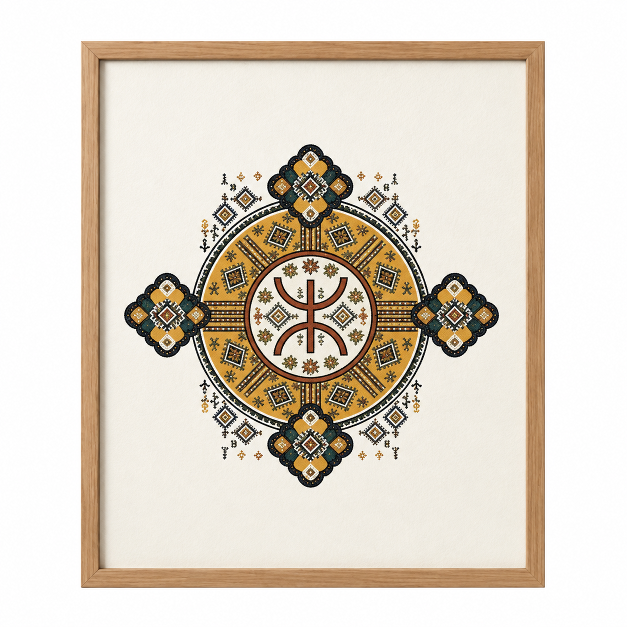 Vibrant Amazigh Berber Yaz Symbol Framed Poster Wall Art