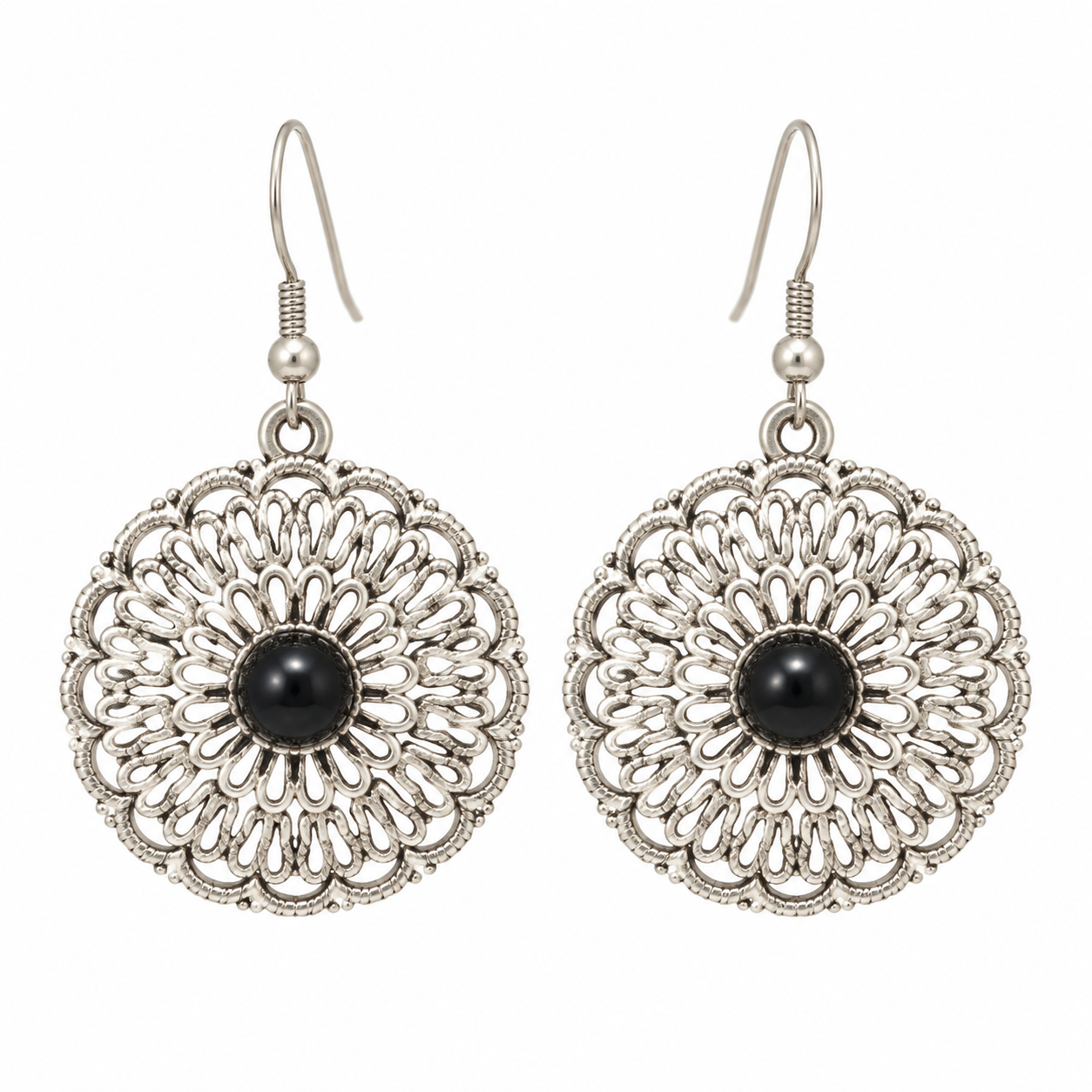 Vintage Berber Amazigh Silver Plated Earrings with Bohemian Design
