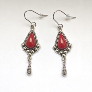 Amazigh Kabyle Berber Traditional Ethnic Earrings with Coral Details