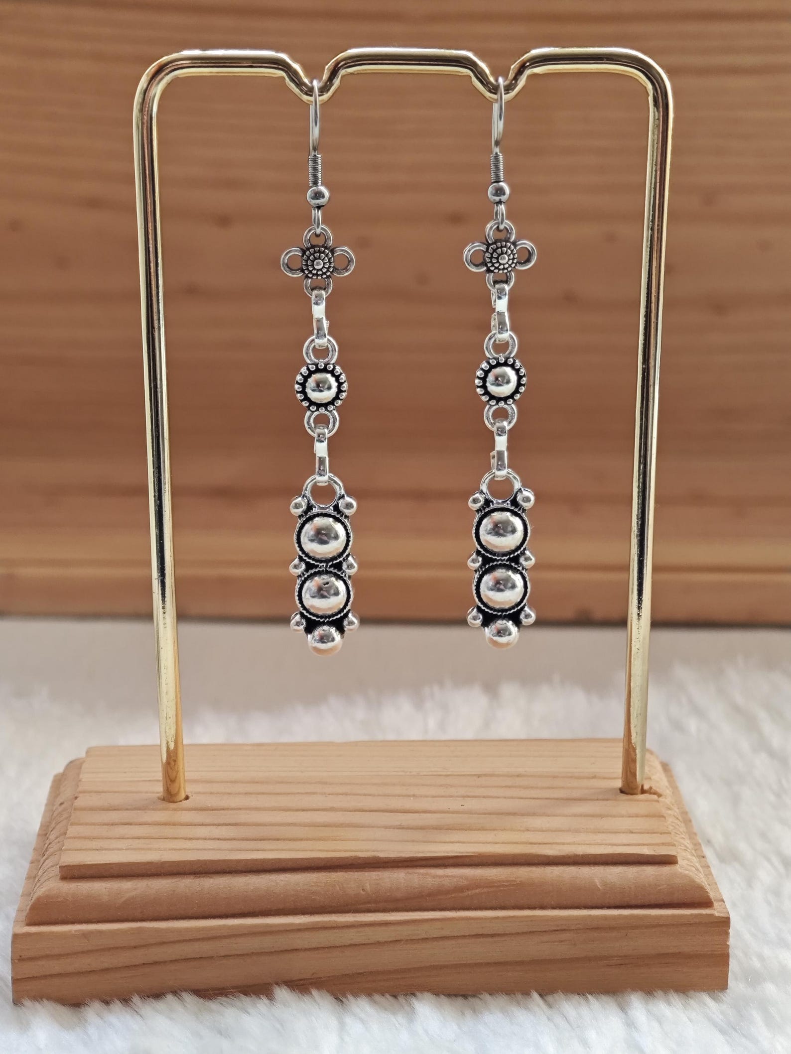 Amazigh Kabyle Berber Earrings with Silver Tone Cultural Design