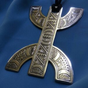 Amazigh Berber Tifinagh Tuareg Silver Necklace with Kabyle Design