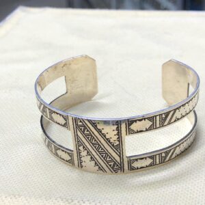 Amazigh Tuareg Berber Gravé Silver Bracelet Adjustable Cuff Maroc