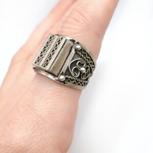 Amazigh Berber Square Silver Ring Vintage Tribal Jewelry Size