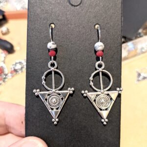 Amazigh Berber Tizerzit Earrings with Triangular Metal Design