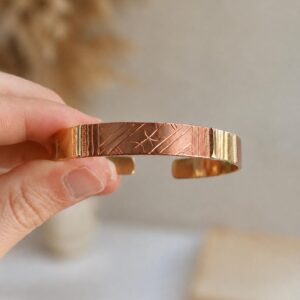 Amazigh Berber Tuareg Tifinagh Cuff Bracelet with Mixed Copper Silver Details