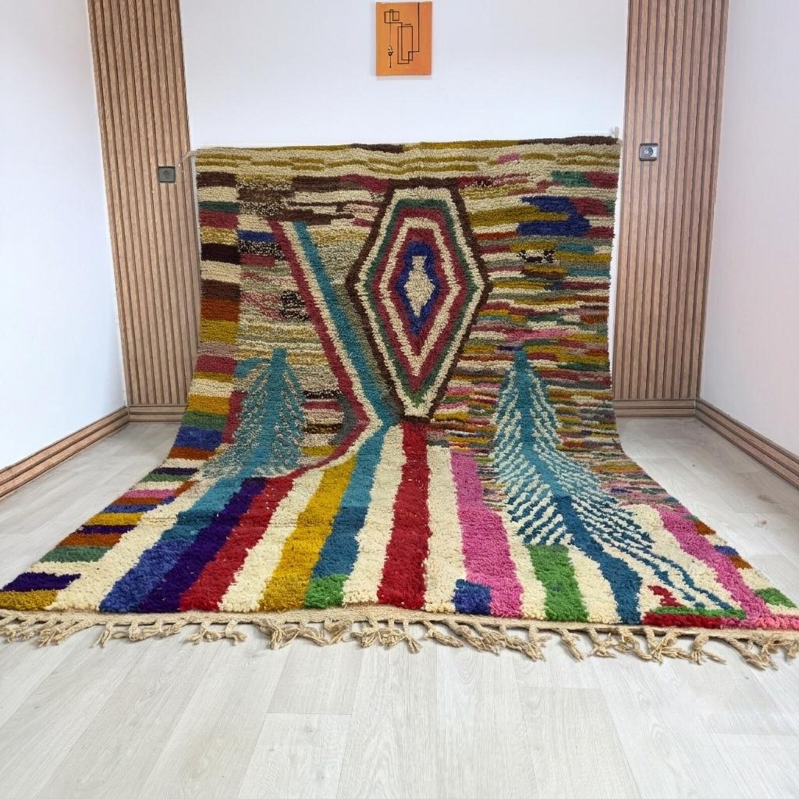 Colorful Custom Handwoven Amazigh Berber Boujaad Wool Area Rug