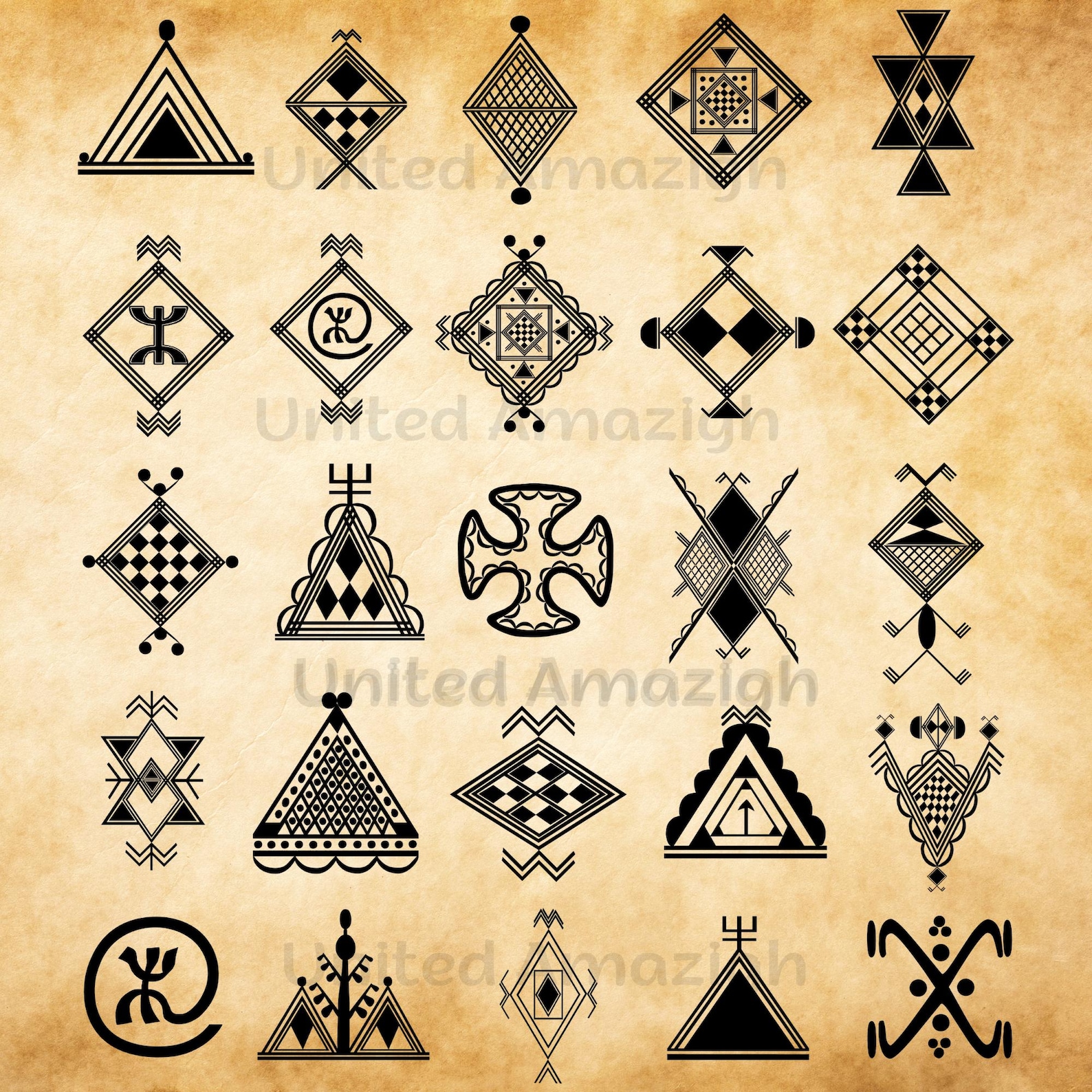 Amazigh Berber Kabyle Tattoo Symbols Digital Printable Download