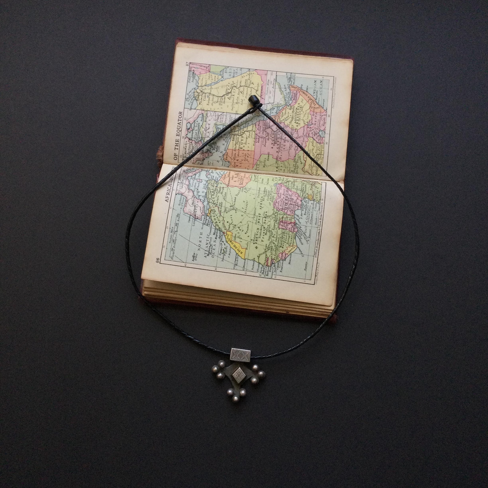 Amazigh SAHARIAN Ebony Cross Necklace with Berber Tuareg Design