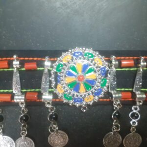 Amazigh Berber Beaded Belt with Silver Plated Artisan Design