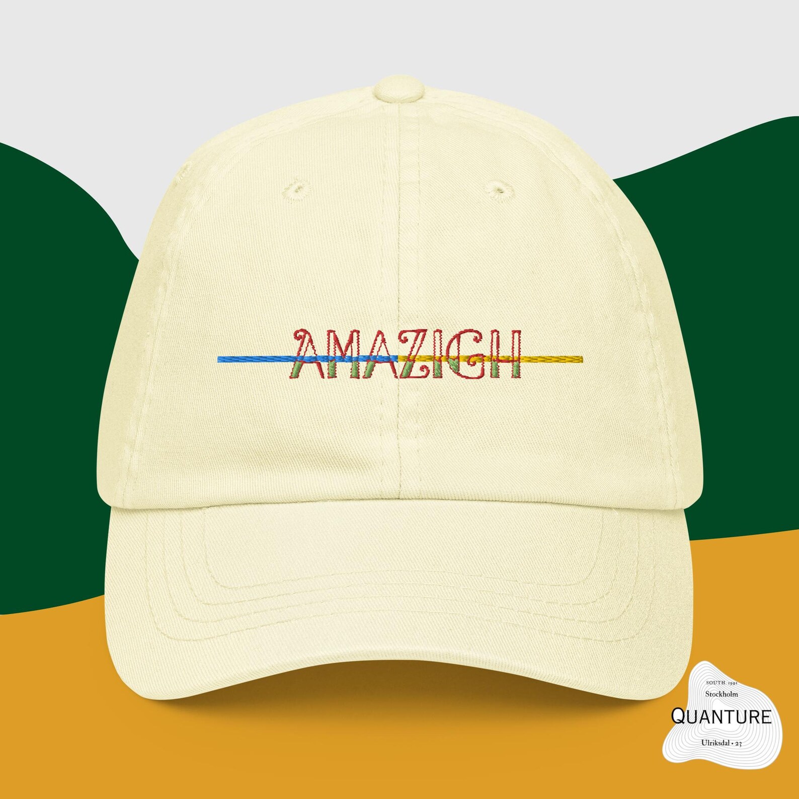 Amazigh Pastel Embroidery Baseball Hat With Cotton Design
