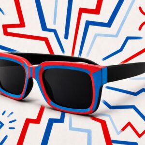 Amazigh IMAN TIFAWT Hand Painted Blue Red Sunglasses Frames