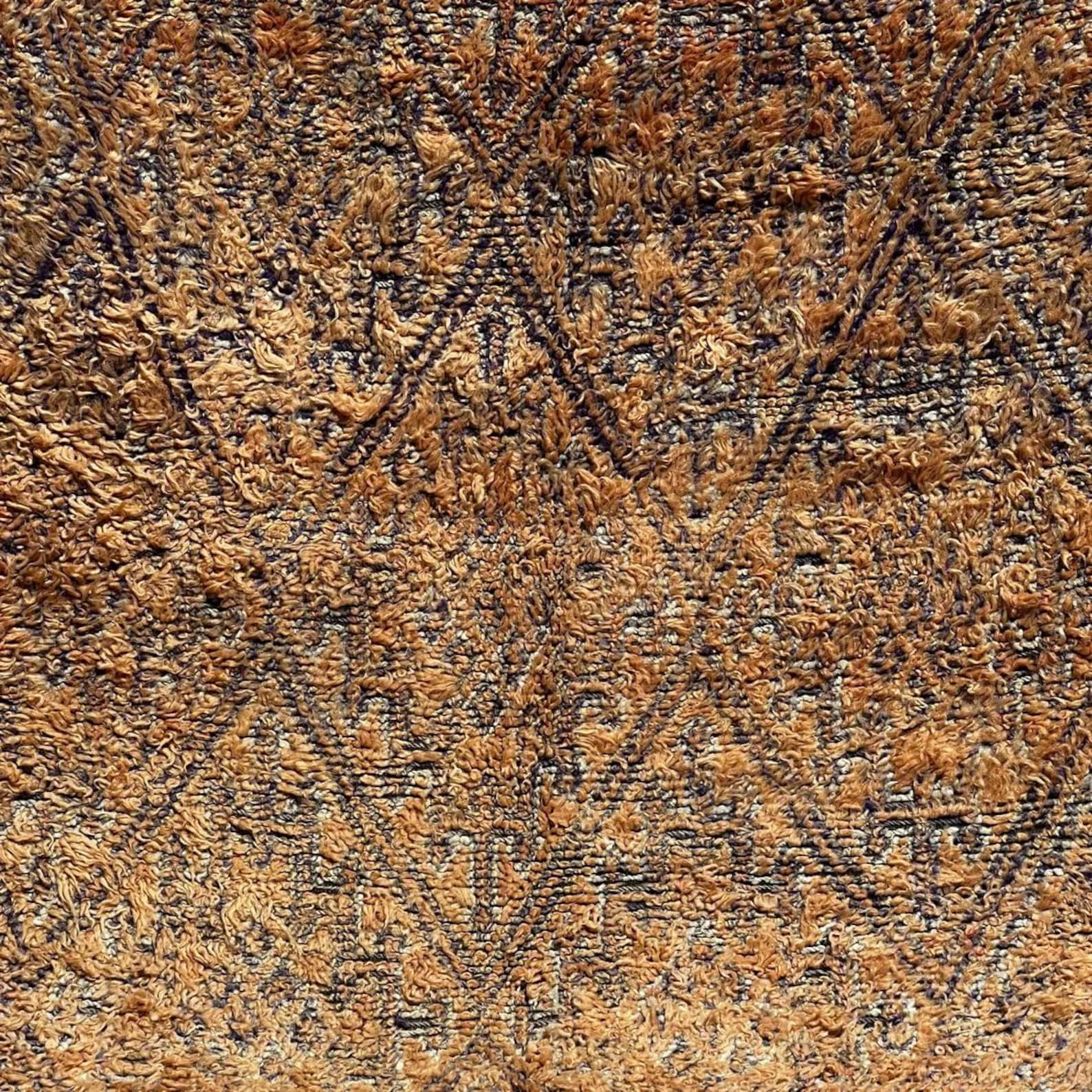 Vintage Beni Mguild Berber Amazigh High-Pile Wool Rug Living Room
