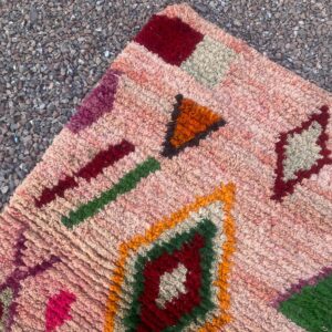 Amazigh Boujaad Berber Wool Rug with Colorful Geometric Patterns