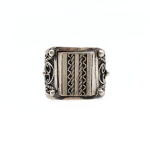 Amazigh Berber Square Silver Ring Vintage Tribal Jewelry Size
