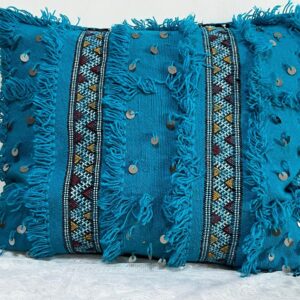 Amazigh Berber Turquoise Blue Handmade Wool Pillow Covers Set