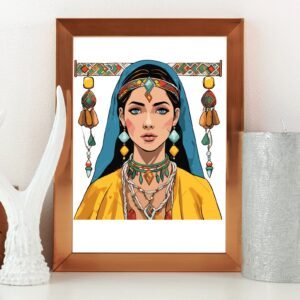 Berber Amazigh Kabyle Portrait PNG Digital Download Illustration